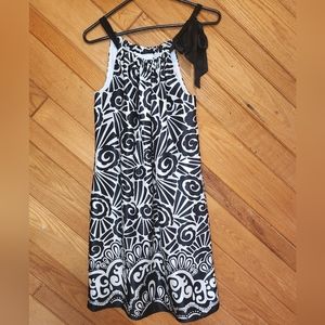 White House Black Market black and white halter party dress with bow size 2